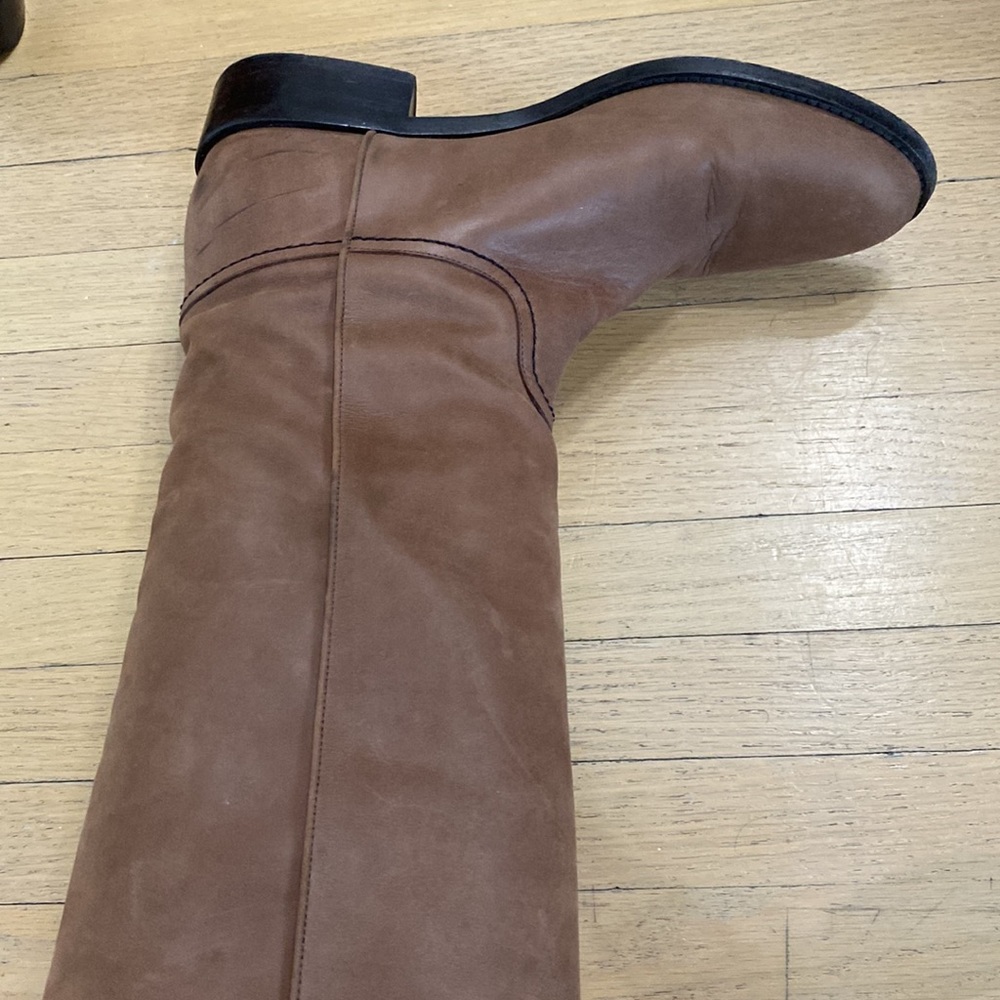 CHANEL Interlocking CC Logo Riding Boots BROWN LAMBSKIN Eu 39.5 - Picture 4 of 11